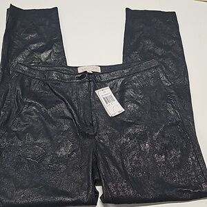 Philosophy pants black faux leather 6 no pockets. Zipper and one button closure